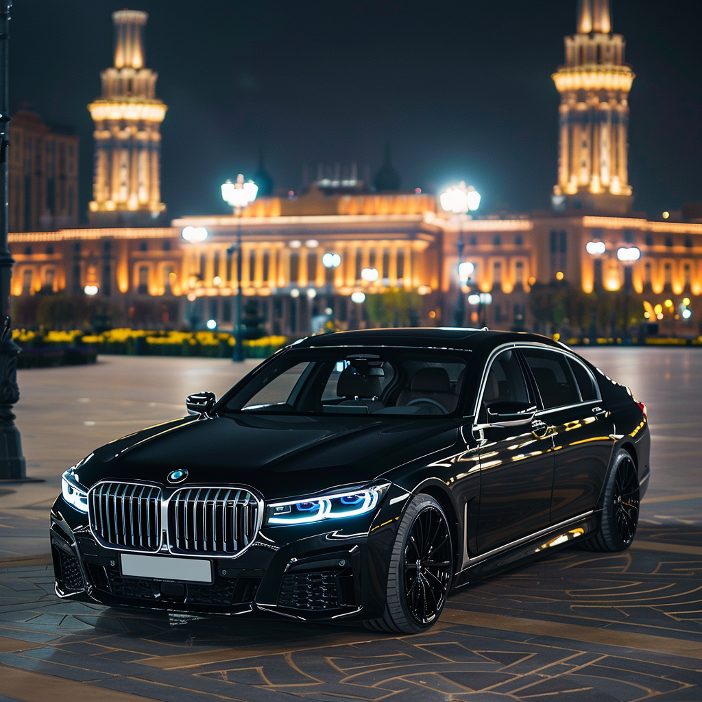 Black BMW 7 Series Night City