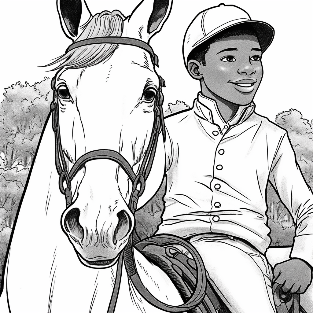 Black boy riding a horse