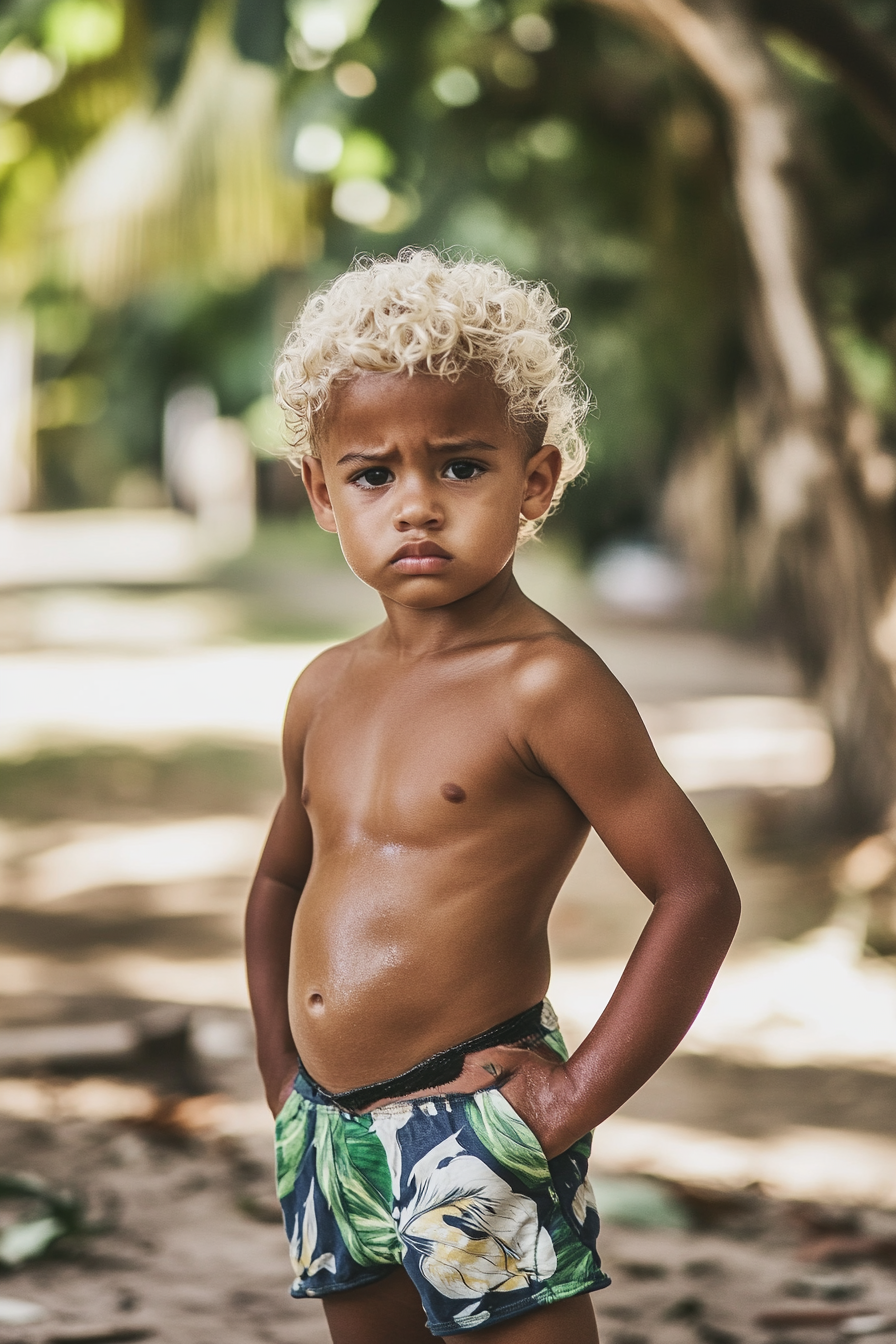 Black boy toddler playing