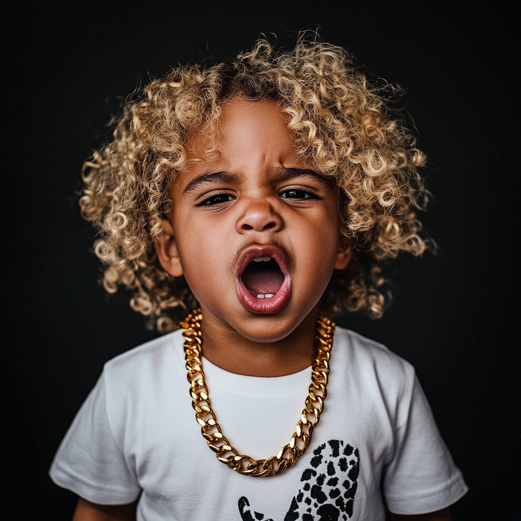 Curly blonde hair kid fashion