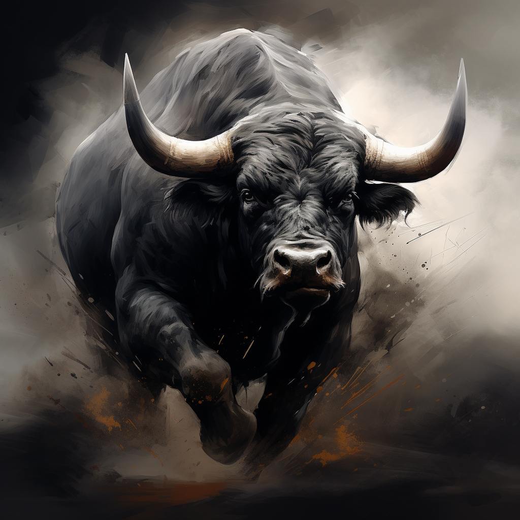 Black bull with soft background light