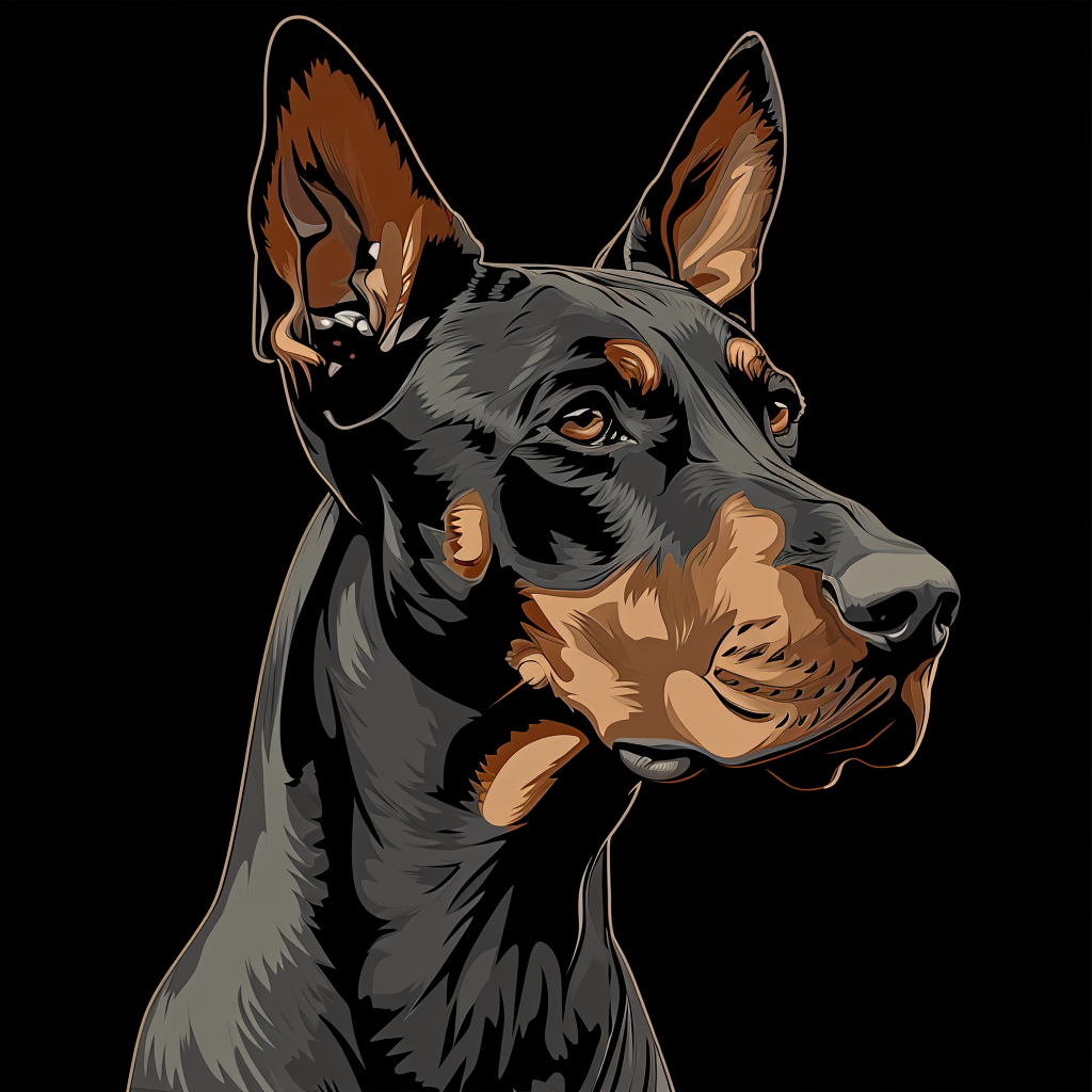 Doberman dog illustration in Aristocats style