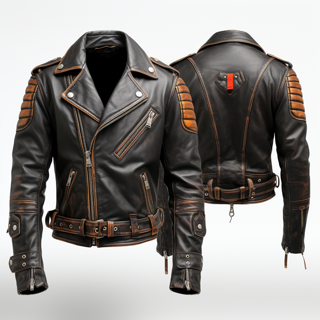 Stylish black-brown biker leather jacket