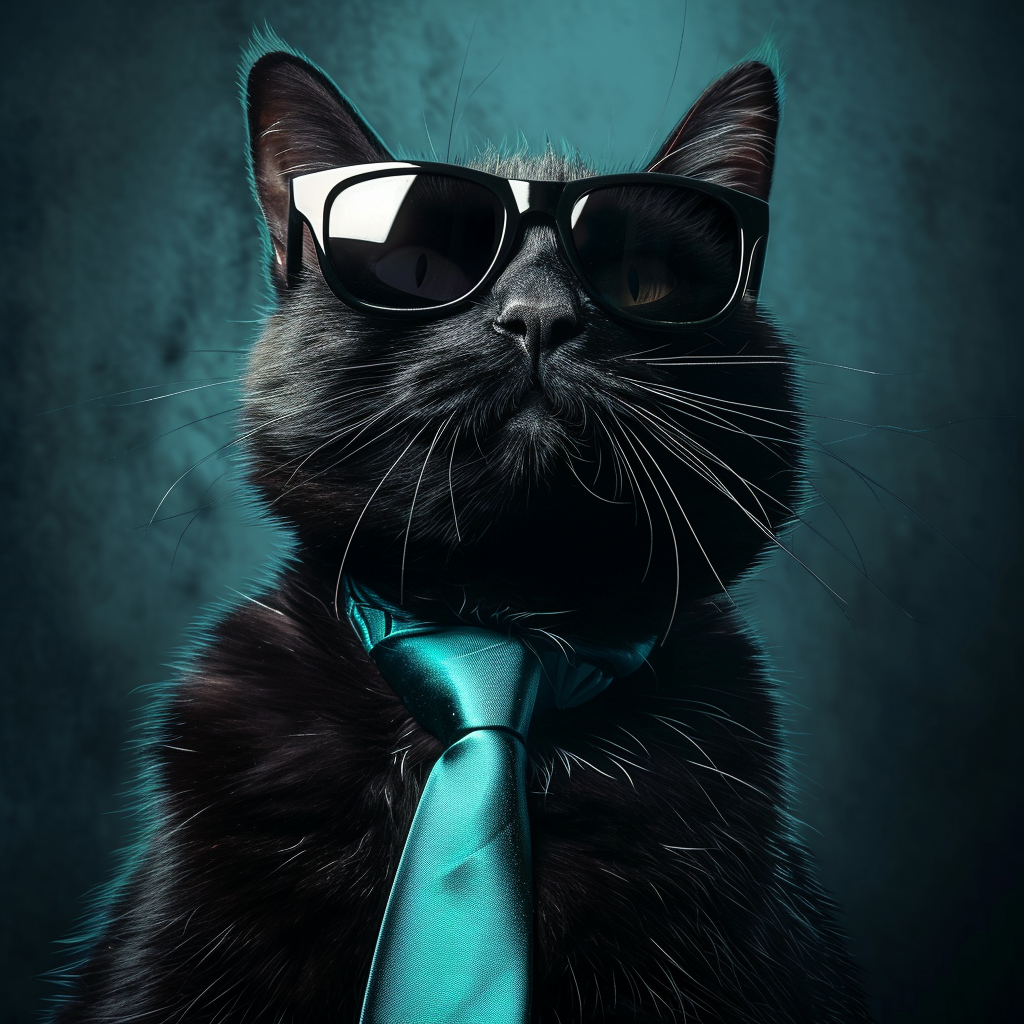 Black Cat Spy Sunglasses Turquoise Tie