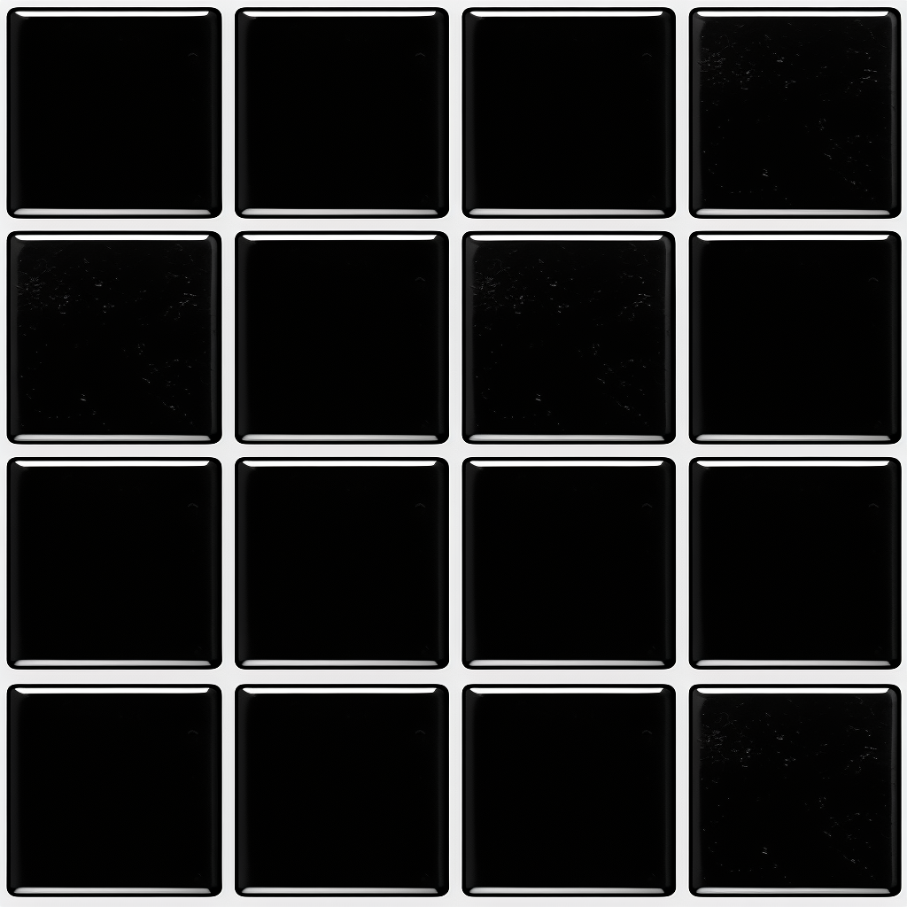 Black ceramic tiles with white grout pattern