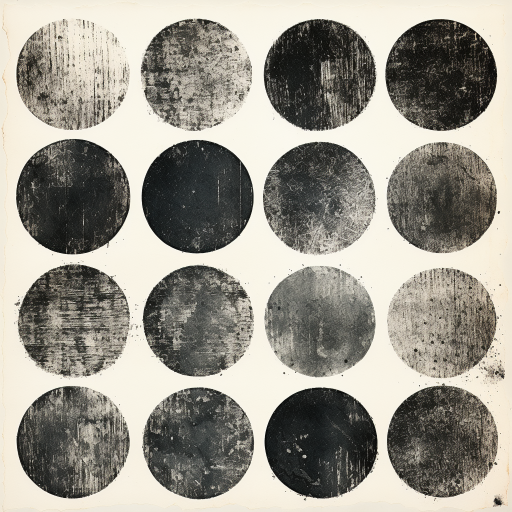 Black circles on rough paper texture