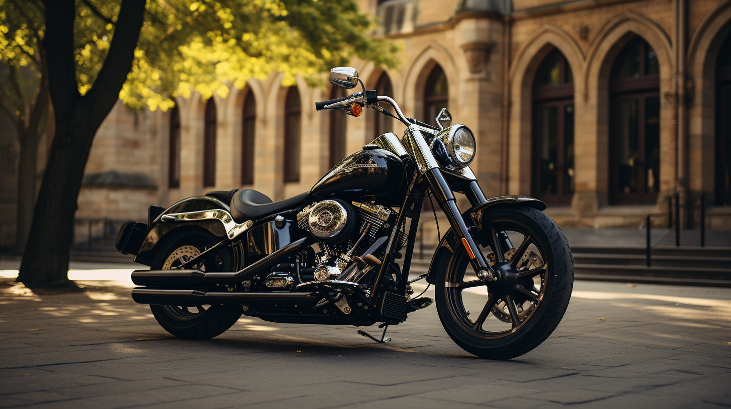 Classic motorbike in Munich afternoon