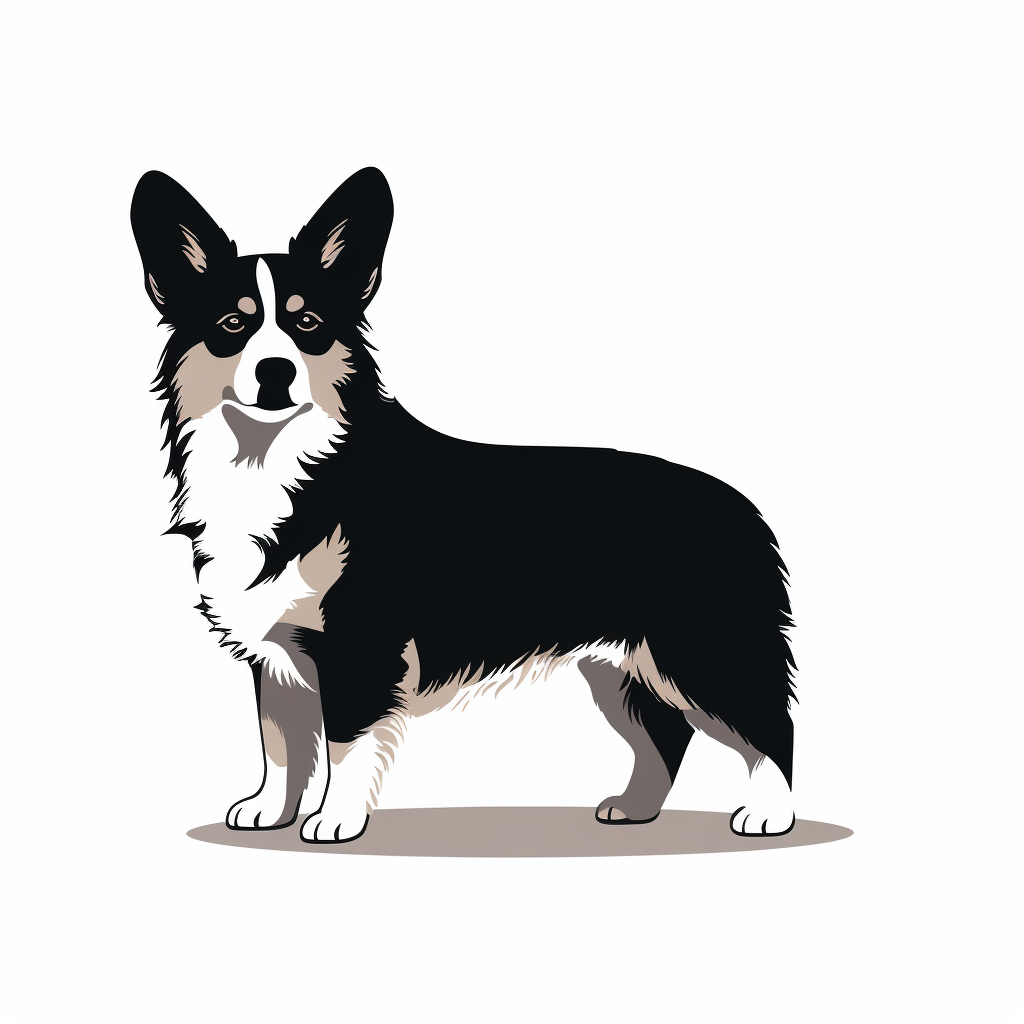 Black Corgi Silhouette on White Background