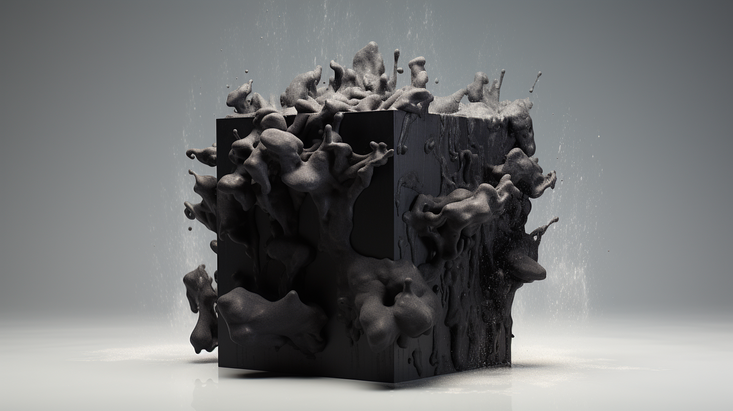 Black Cube Made of Cloud Water