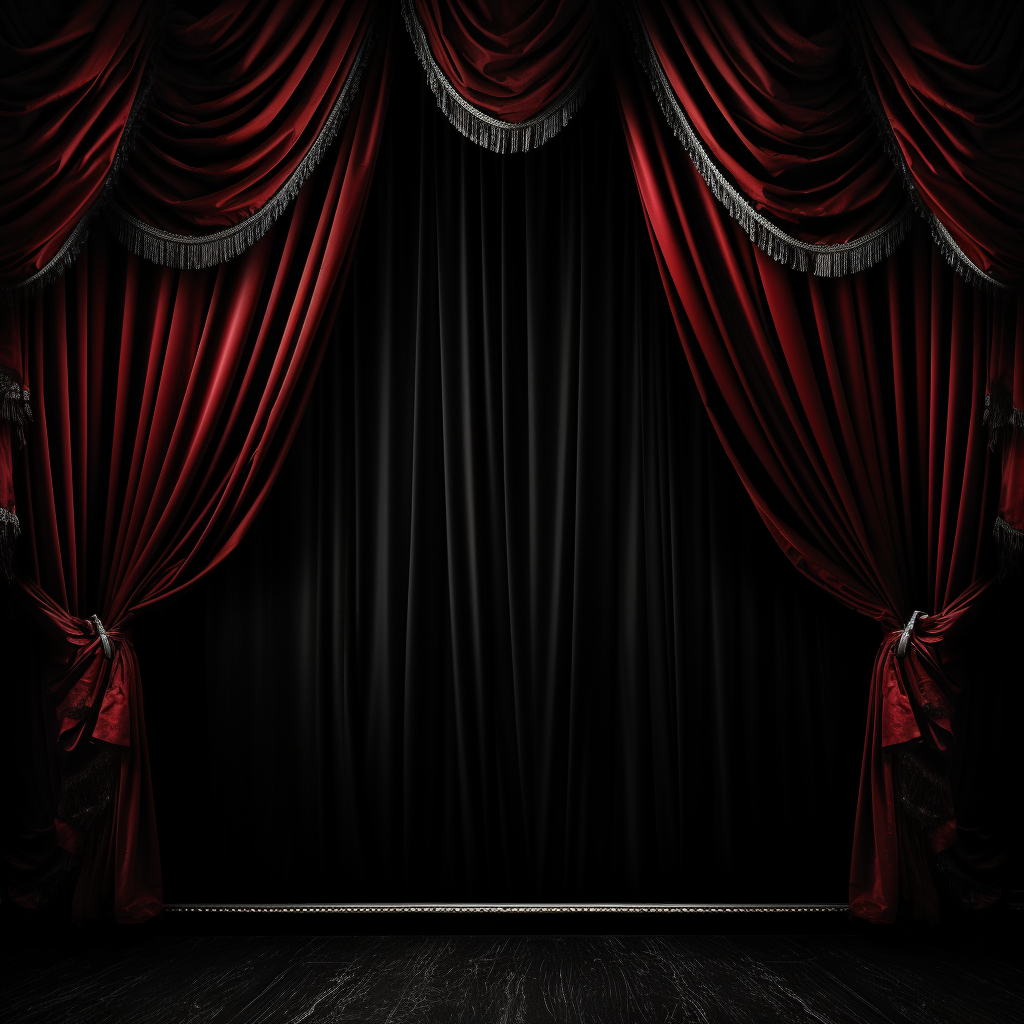 Black curtains on a dark background