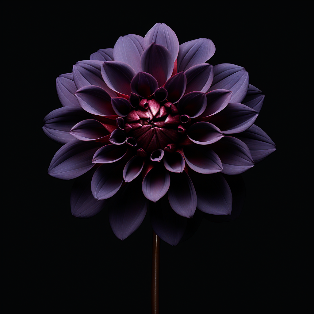 Beautiful black dahlia flower bundle on solid background