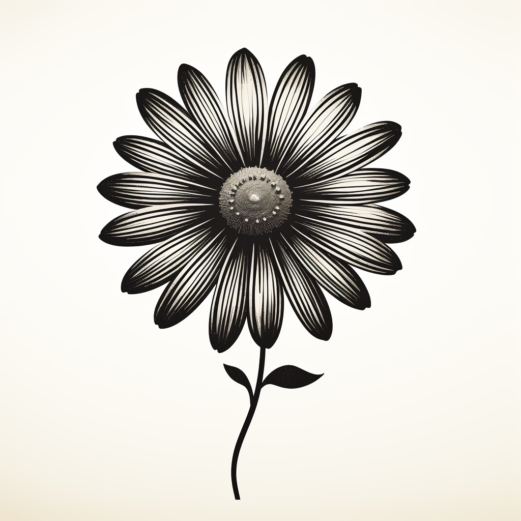 Beautiful black daisy silhouette