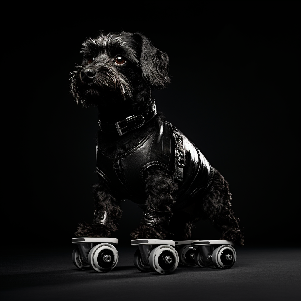 Black Dalmatian on Rollerskates