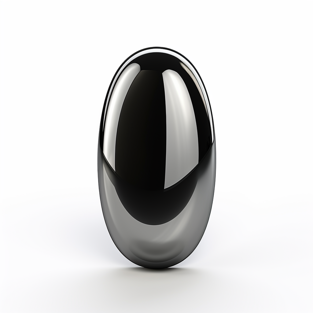 Oval geometric figure on dark chrome surface