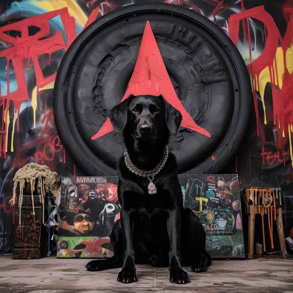 Black dog at peace demonstration