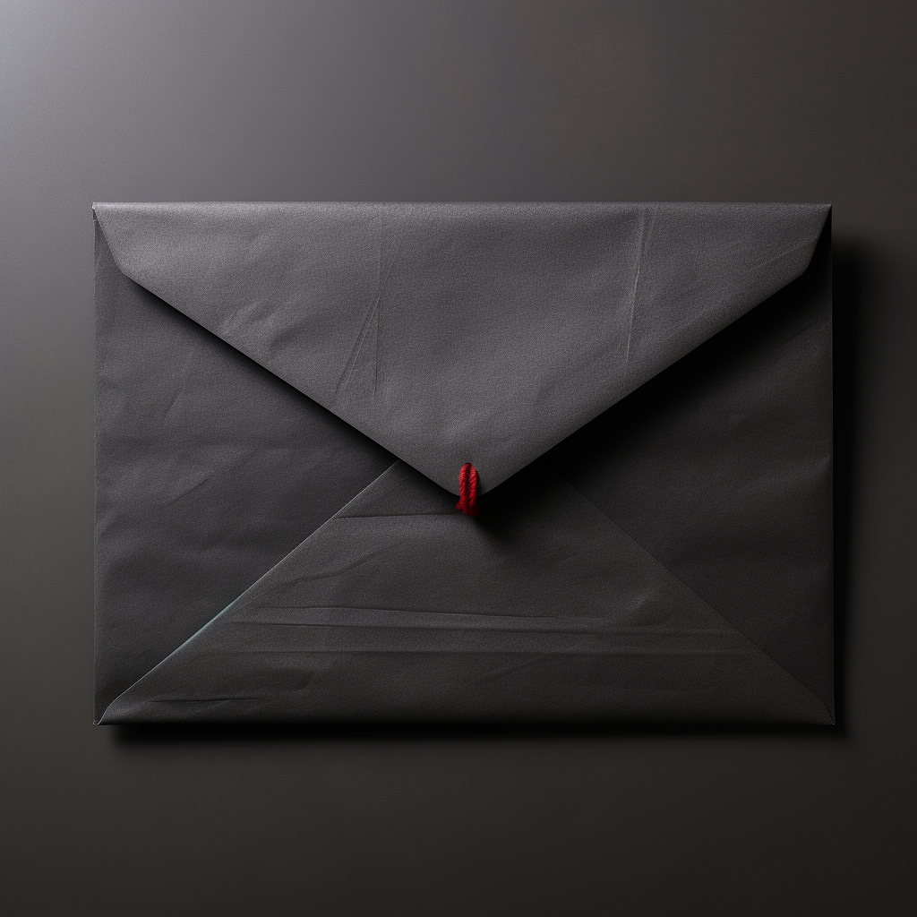 Black dossier envelope on grey table