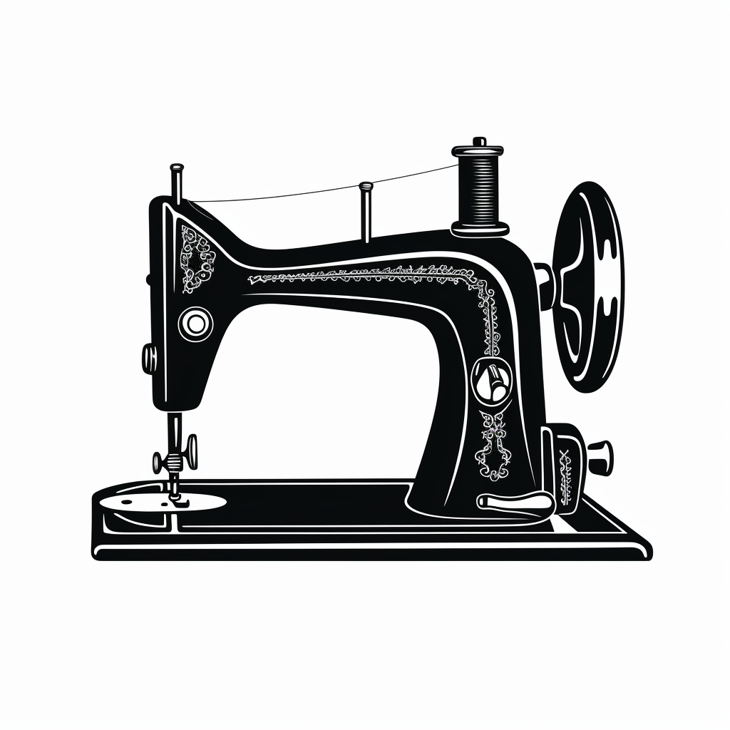 Black Drawing Vintage Sewing Machine Icon