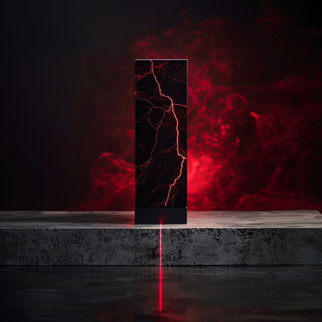 Black energy strip on pedestal