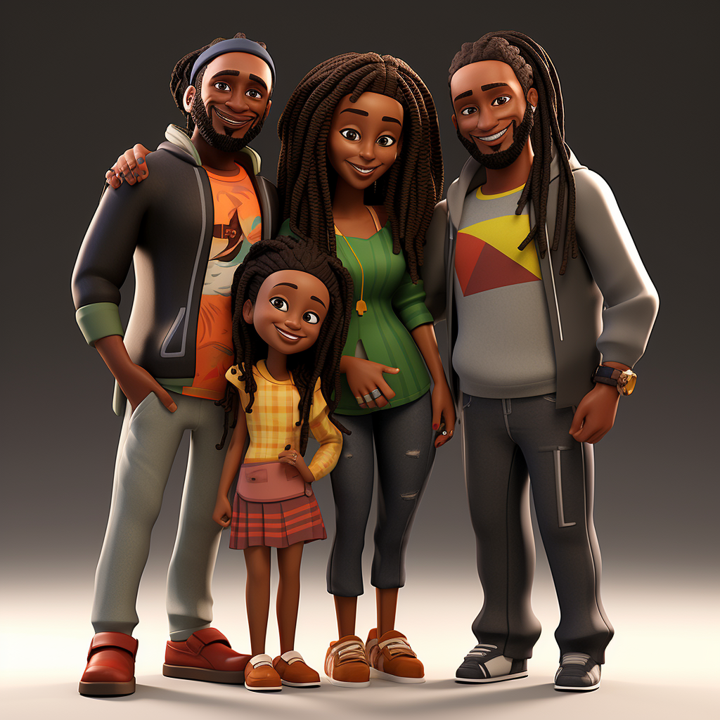 Cartoon of a Black Family with Dreads  ?️