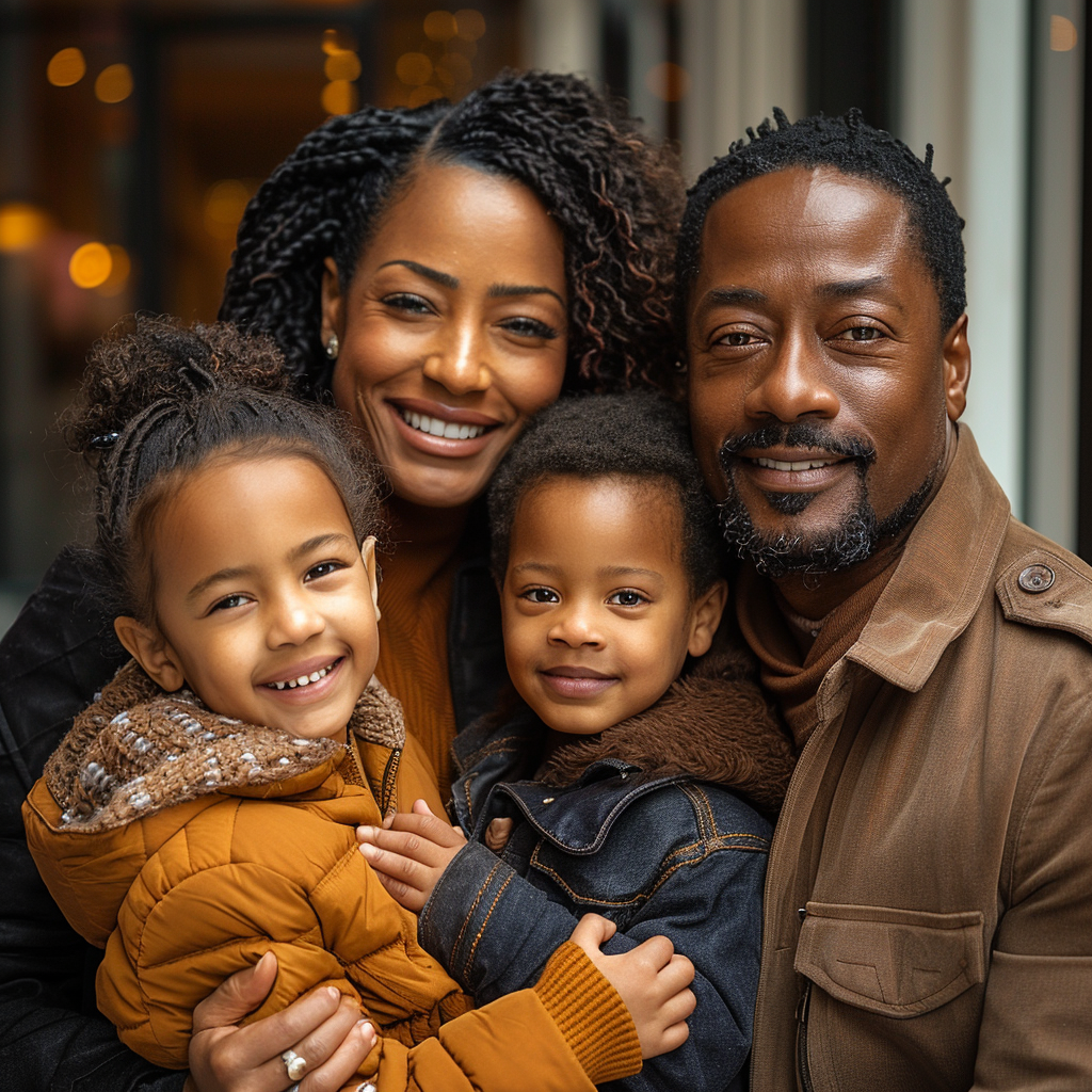 Happy Black Family Outdoors