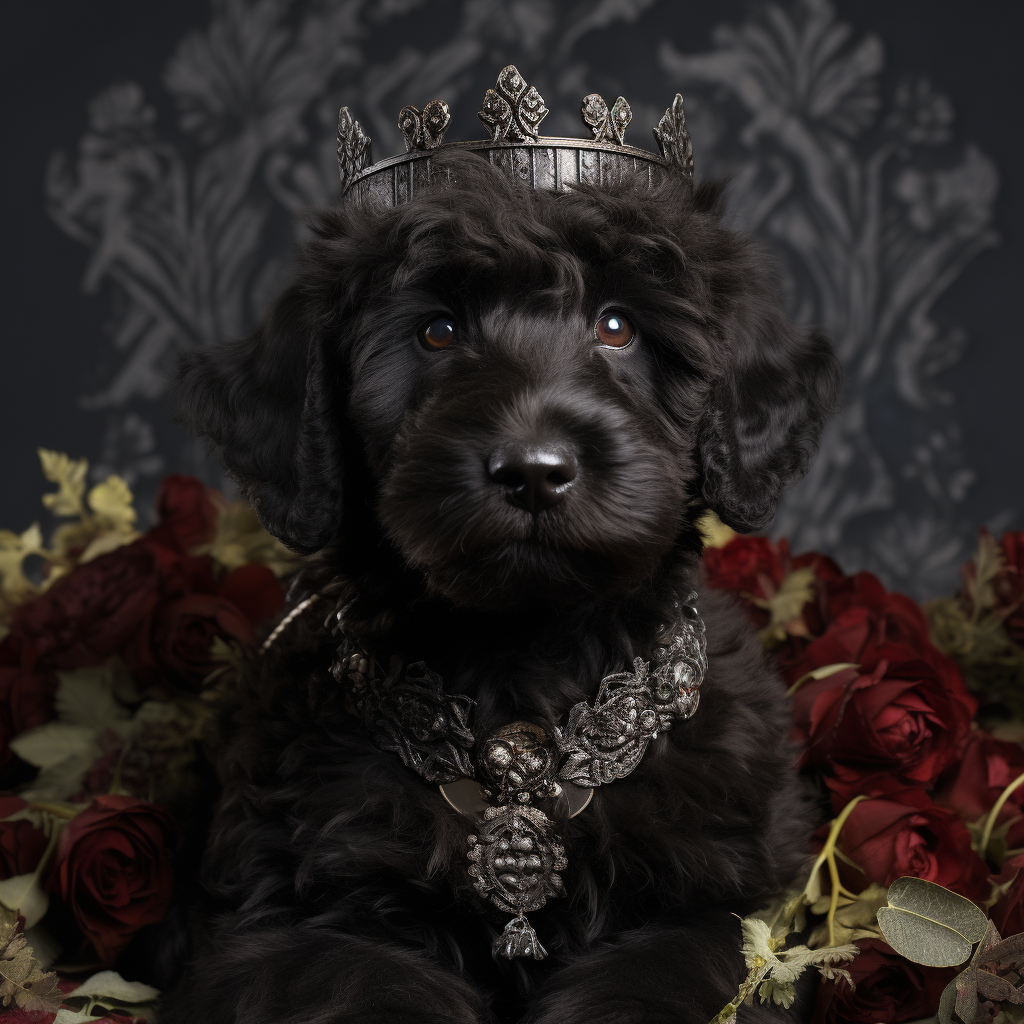 Cute black female whoodle puppy goddess