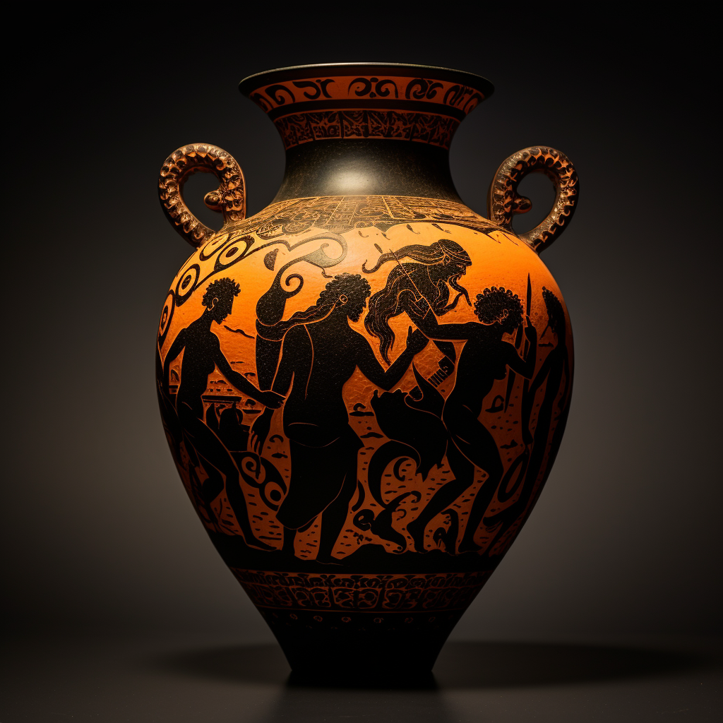 Black Greek Vase with Hercules Mythology