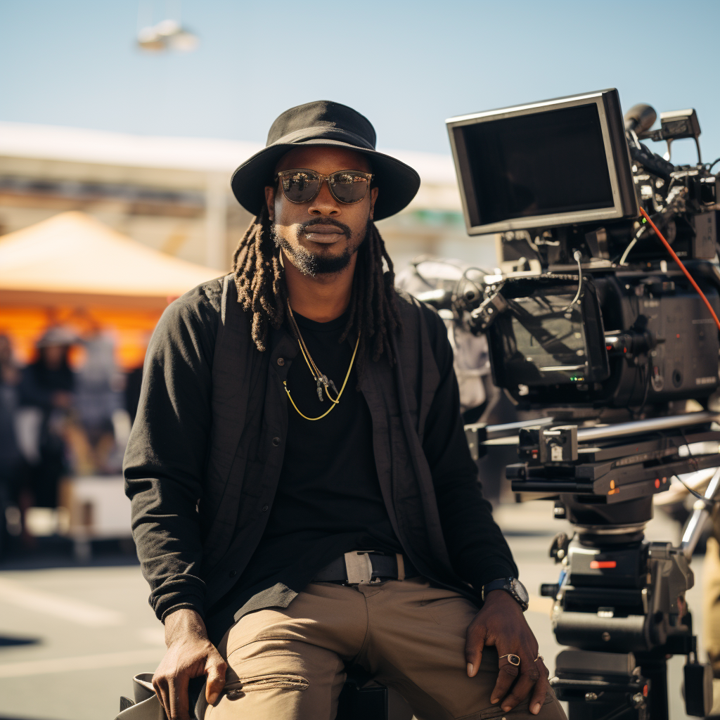 Black film director on set