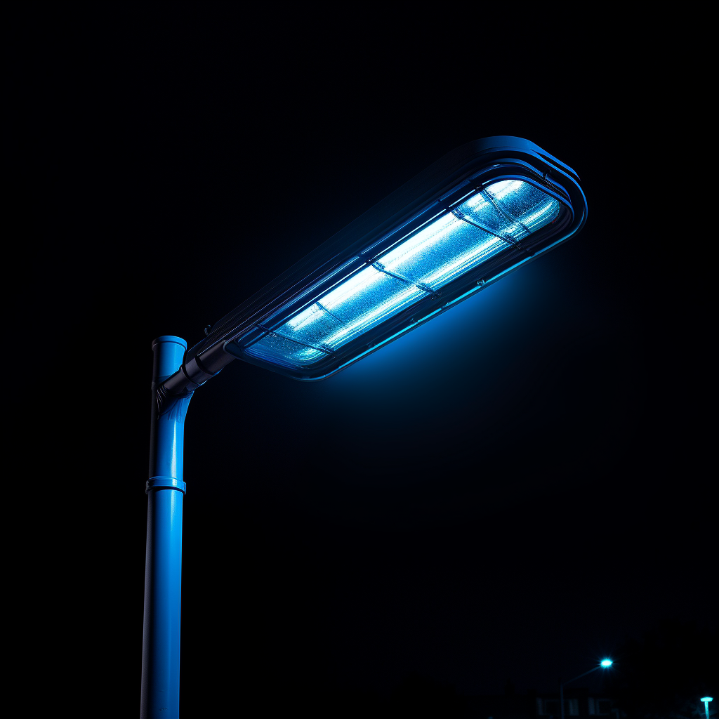 Colorful street light illuminating urban area