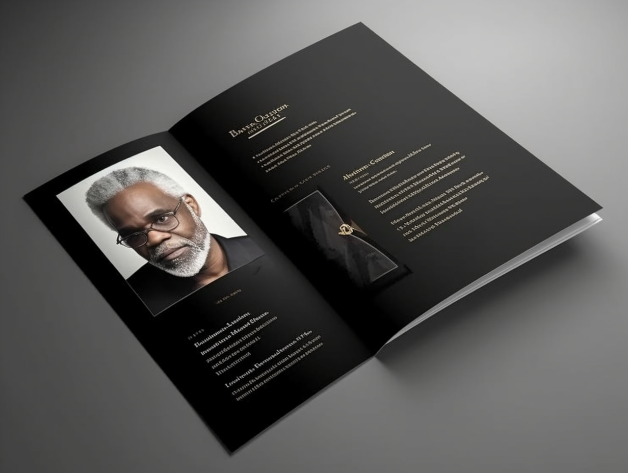 Upscale black funeral program design