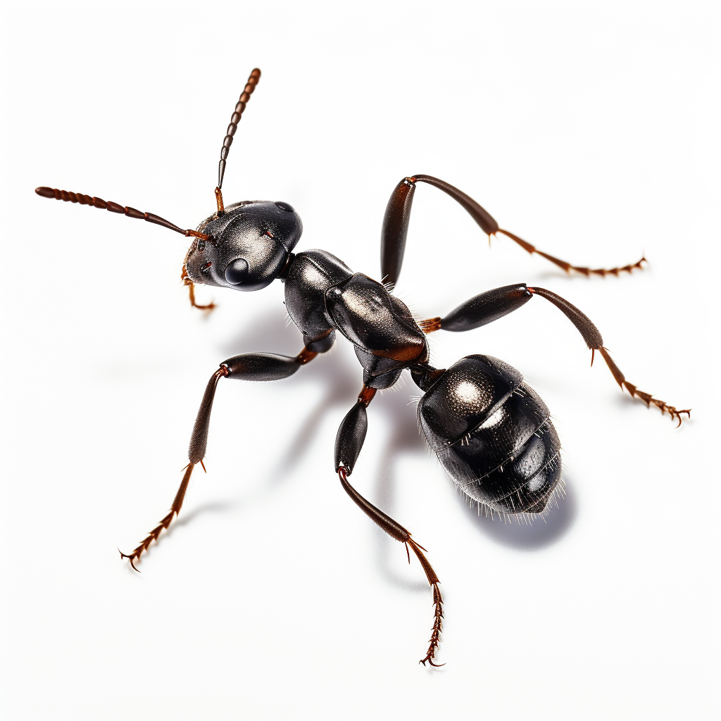 Black Garden Ant on White Background