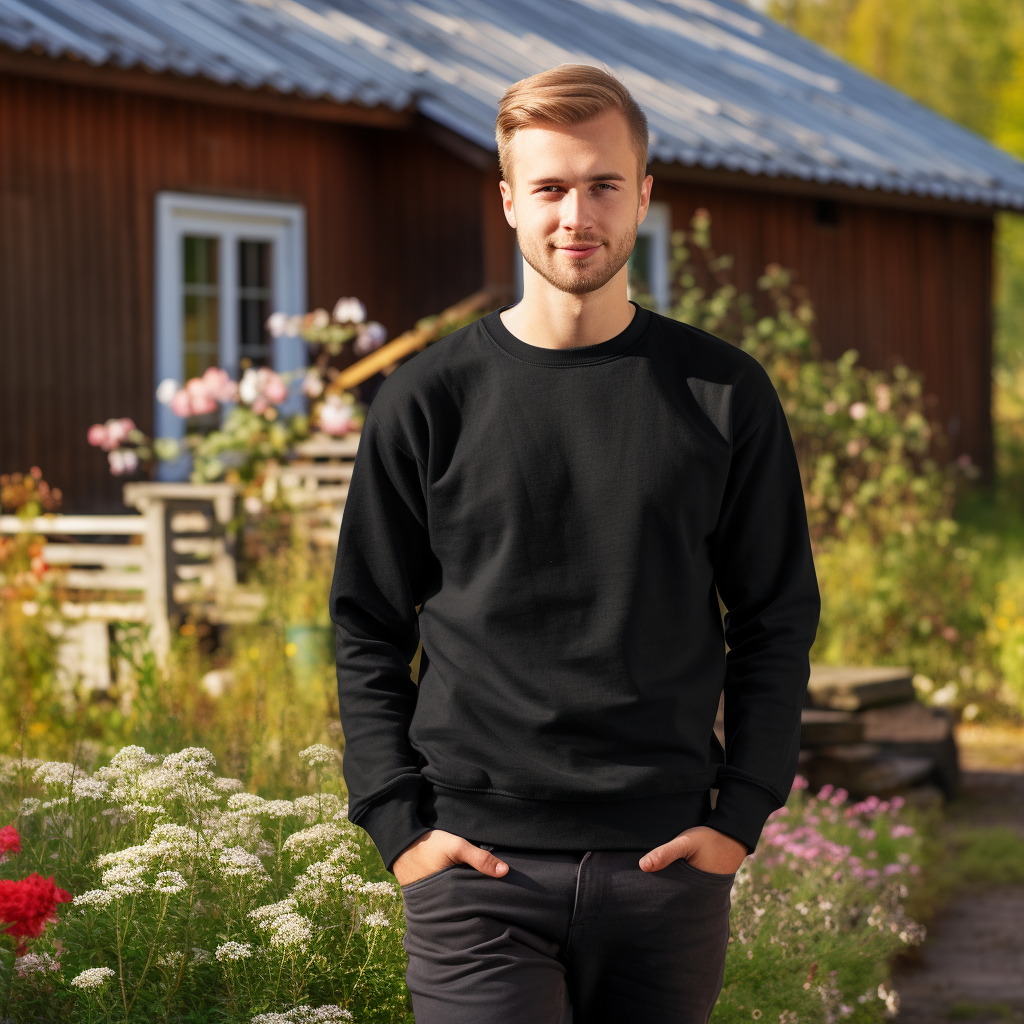 Blank black sweatshirt on a handsome male