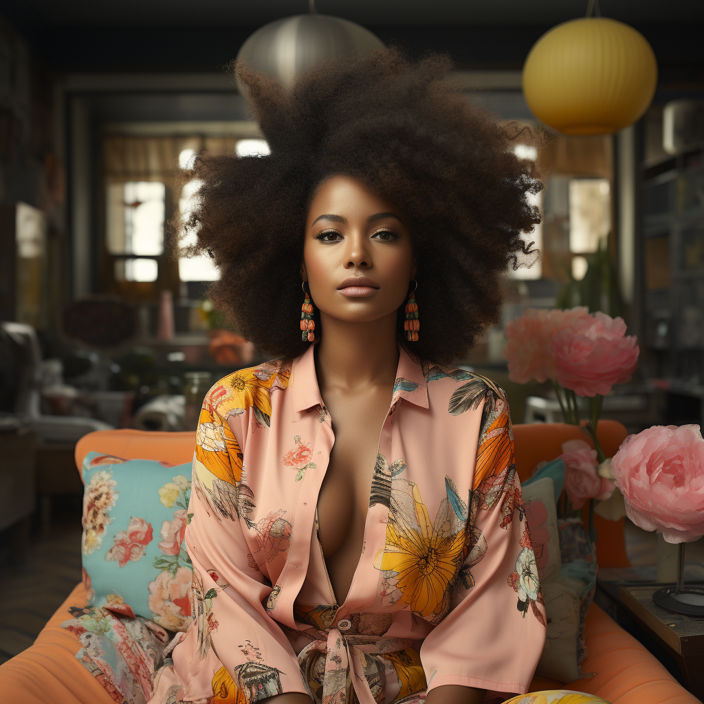 Black girl sitting on couch