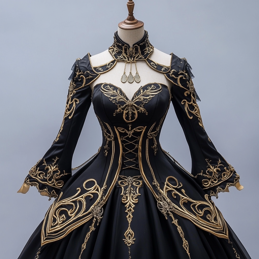 black gold dress mannequin style