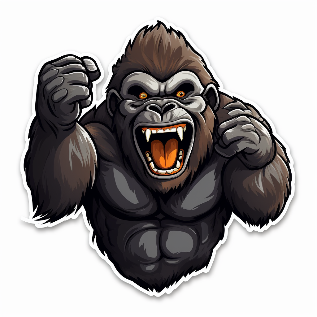 Excited black gorilla sticker in soft colors