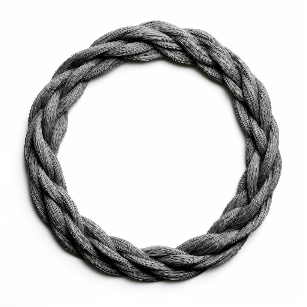 Circle with black gray braided texture on white background