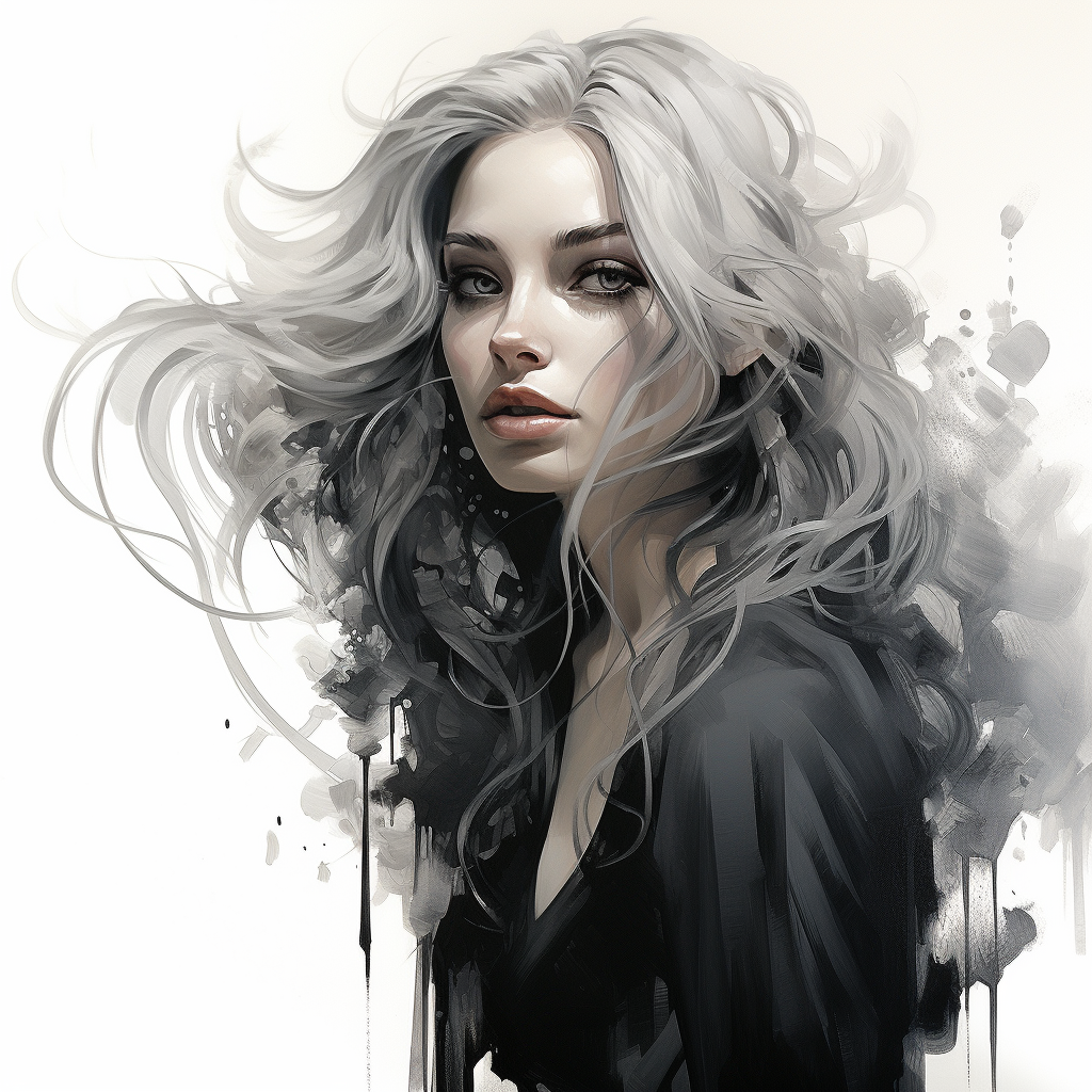 Black and Gray Character with Stunning Long Hair