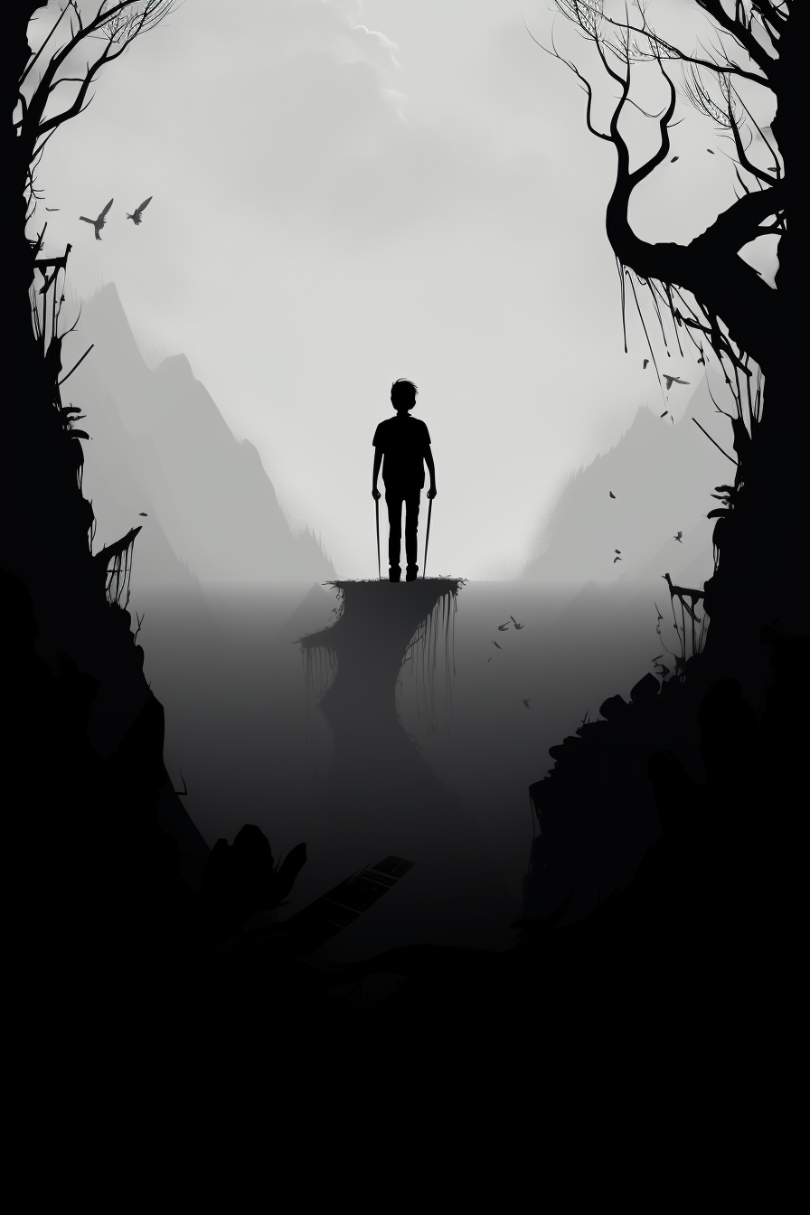 Minimalistic game poster in black and greytones