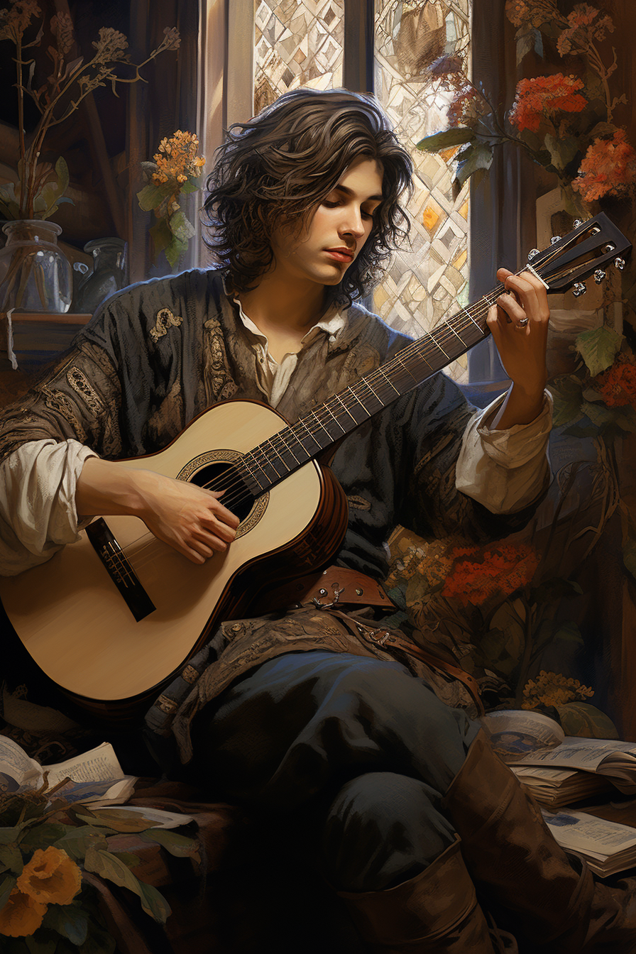 Young musician playing the guitar