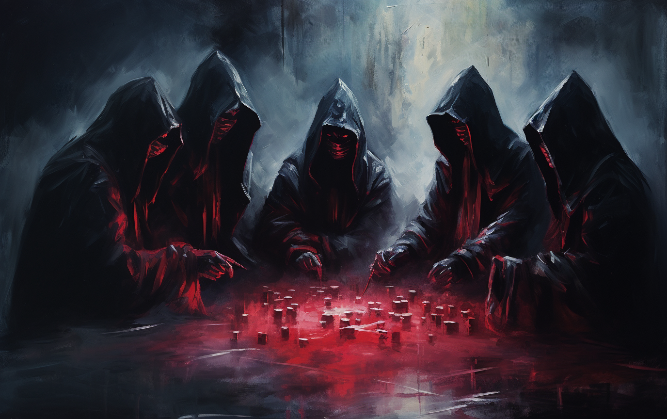 Black hooded men playing board game