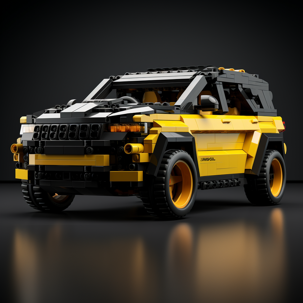 Realistic black Jeep with yellow Hellcat decal