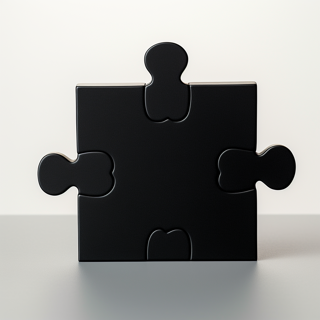 Black jigsaw puzzle piece on white background