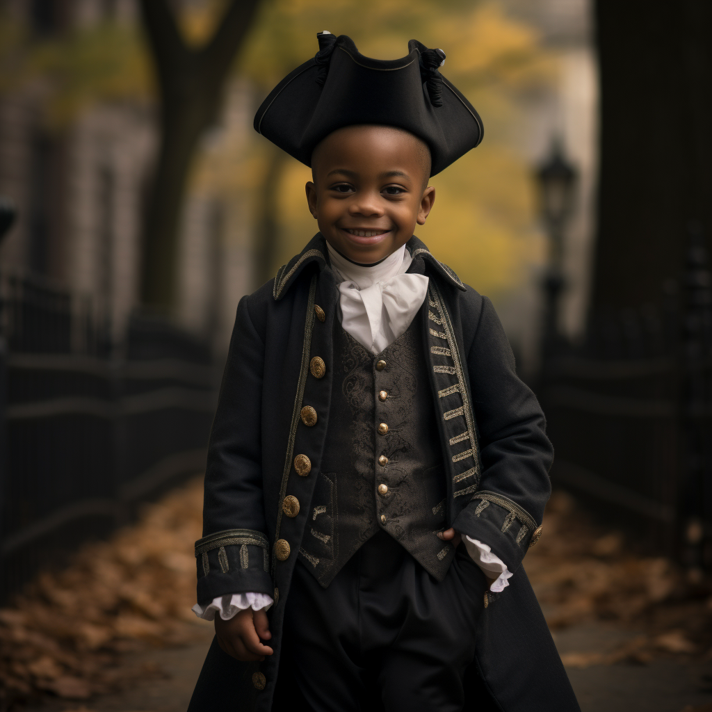 Black kid dressed in royalty clothes posing