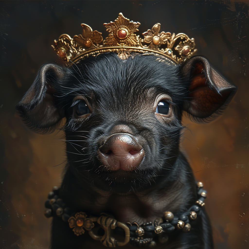 Cute black king baby pig