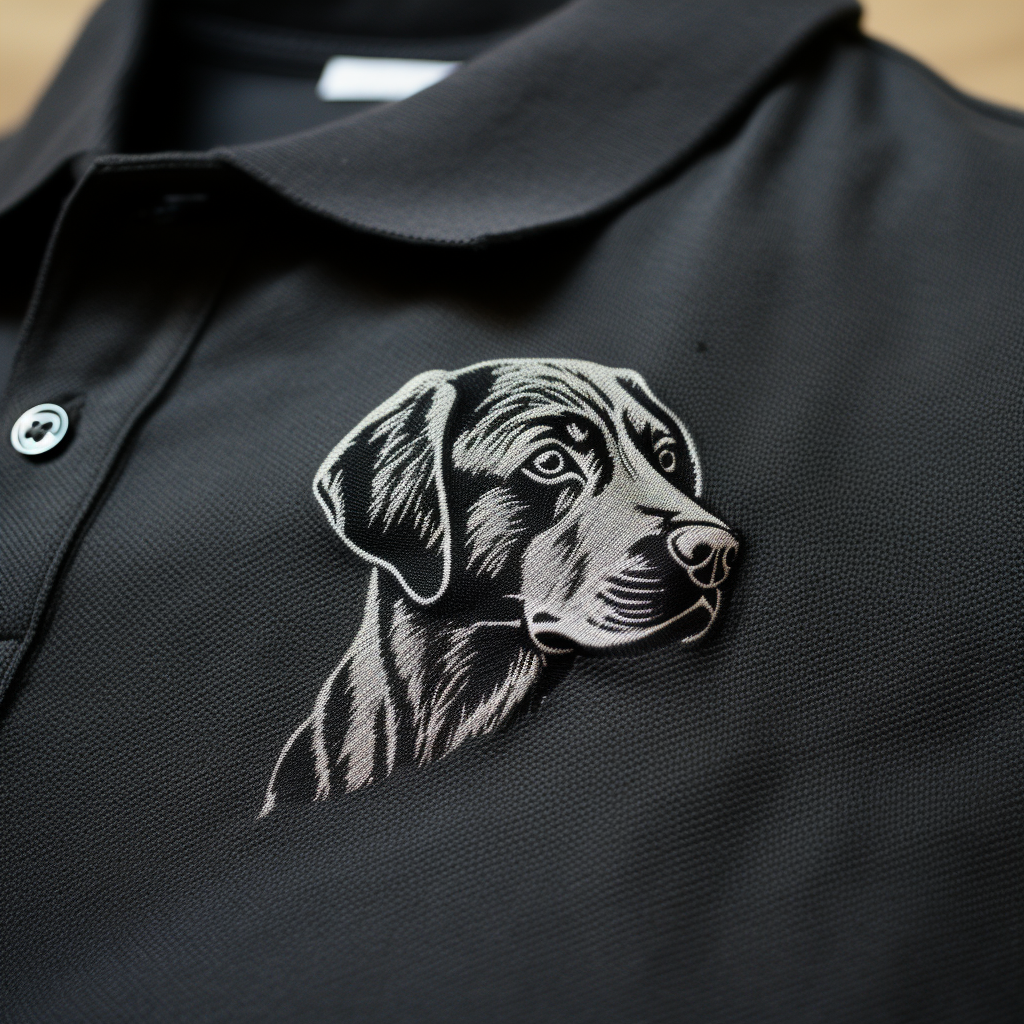 Minimal black Labrador Retriever logo for polo shirt