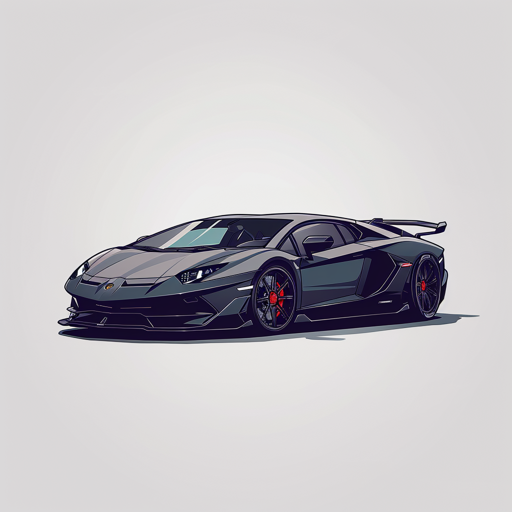 cartoon black Lamborghini white background