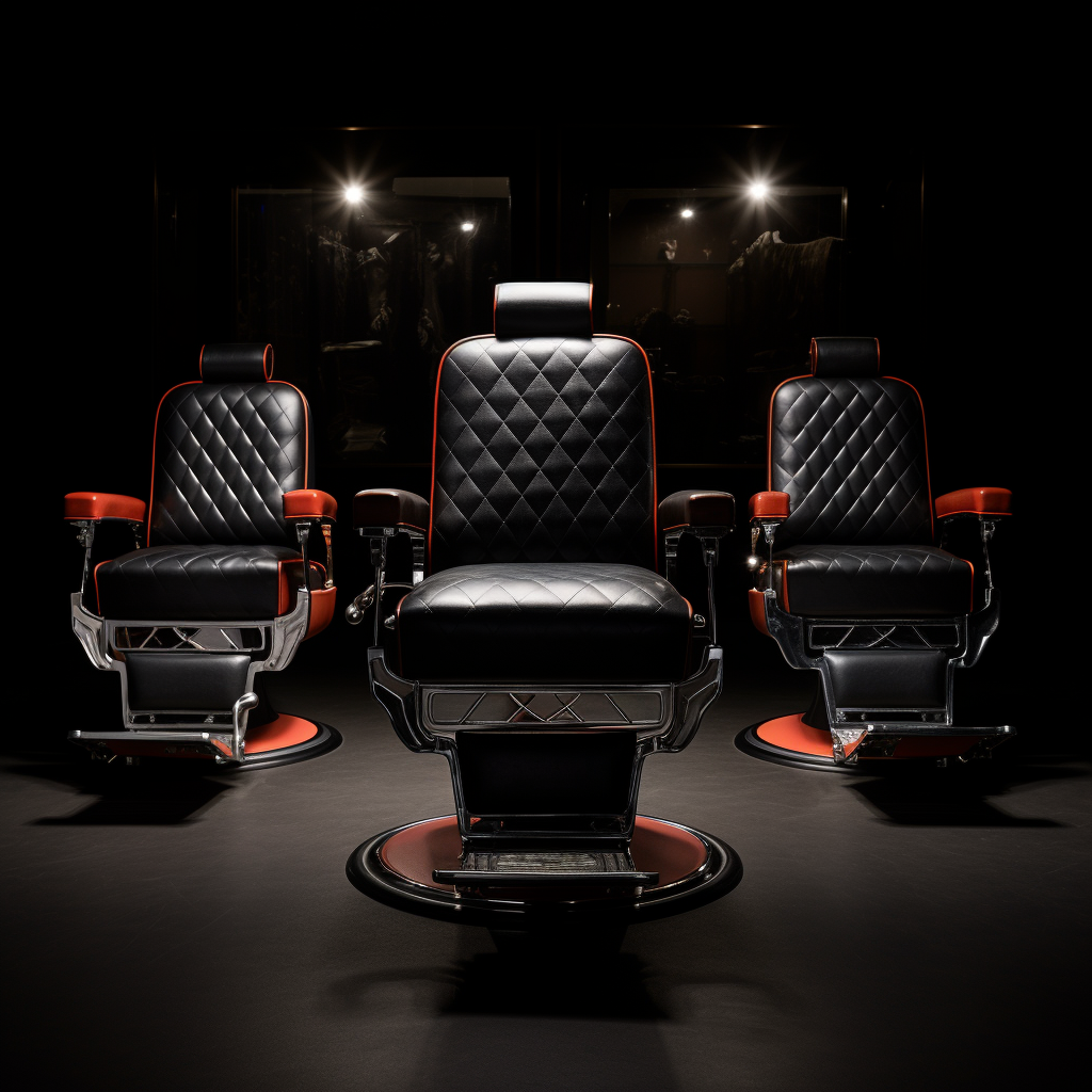 Black leather barber chairs with #A6CE39 color leather elements