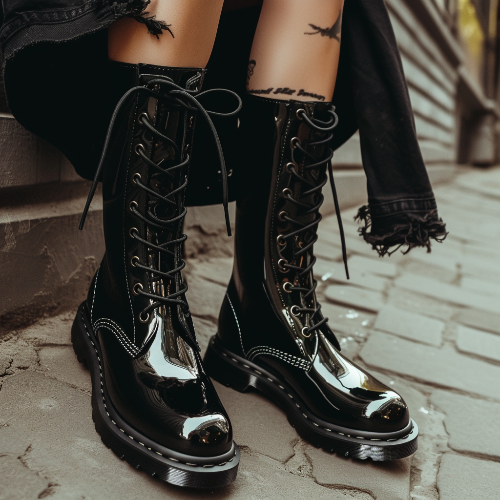 Black Leather Lace-up Dr. Marten Boots