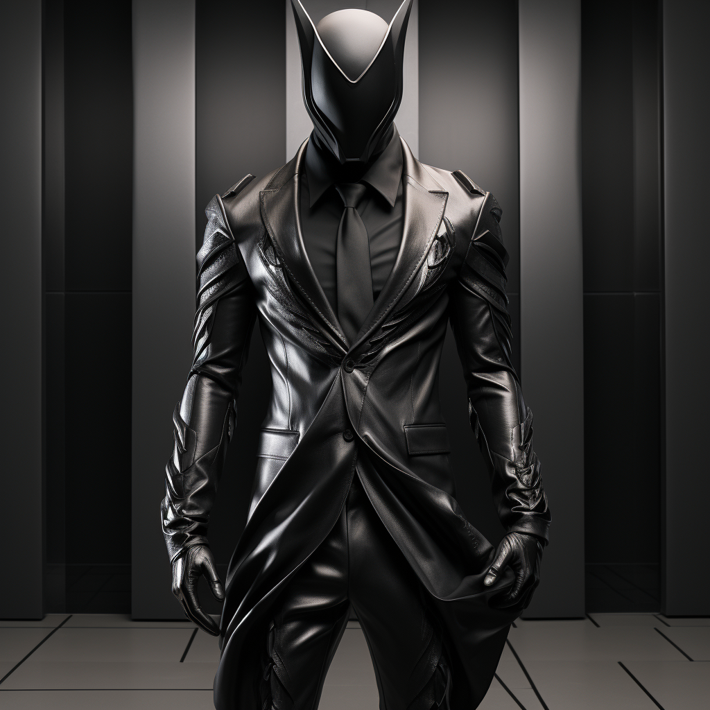 Stylish black leather suit with natural features