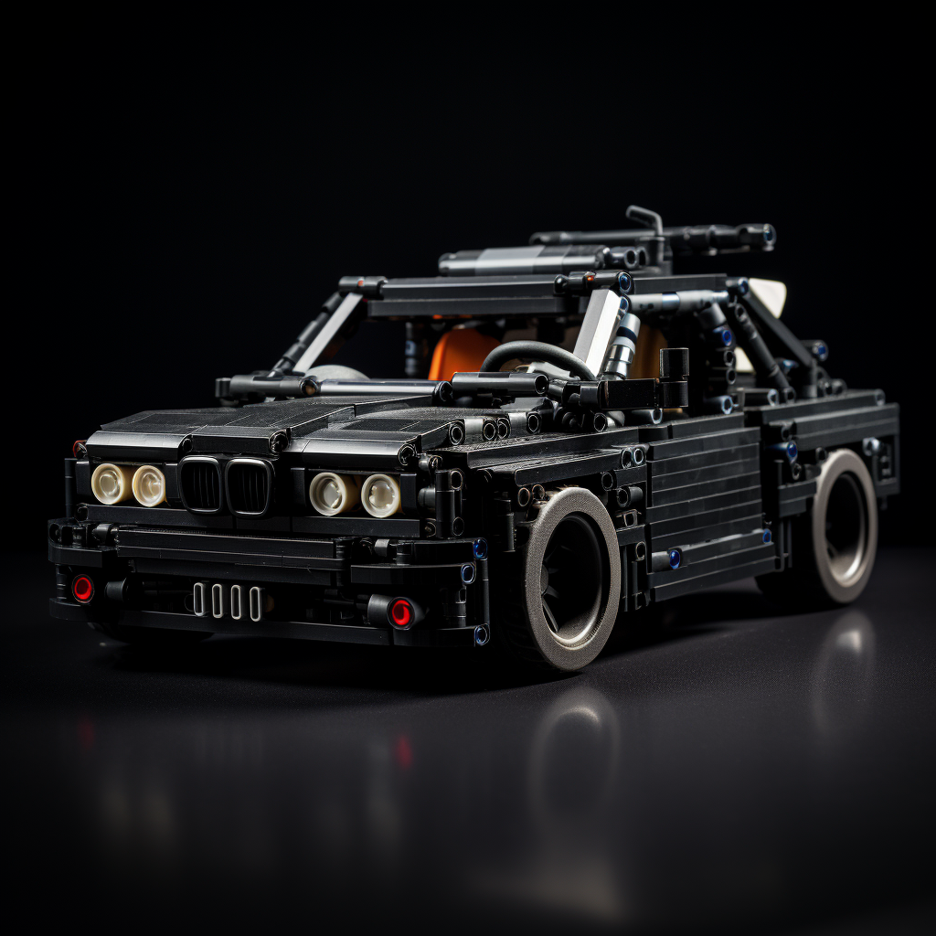 Lego car on black background