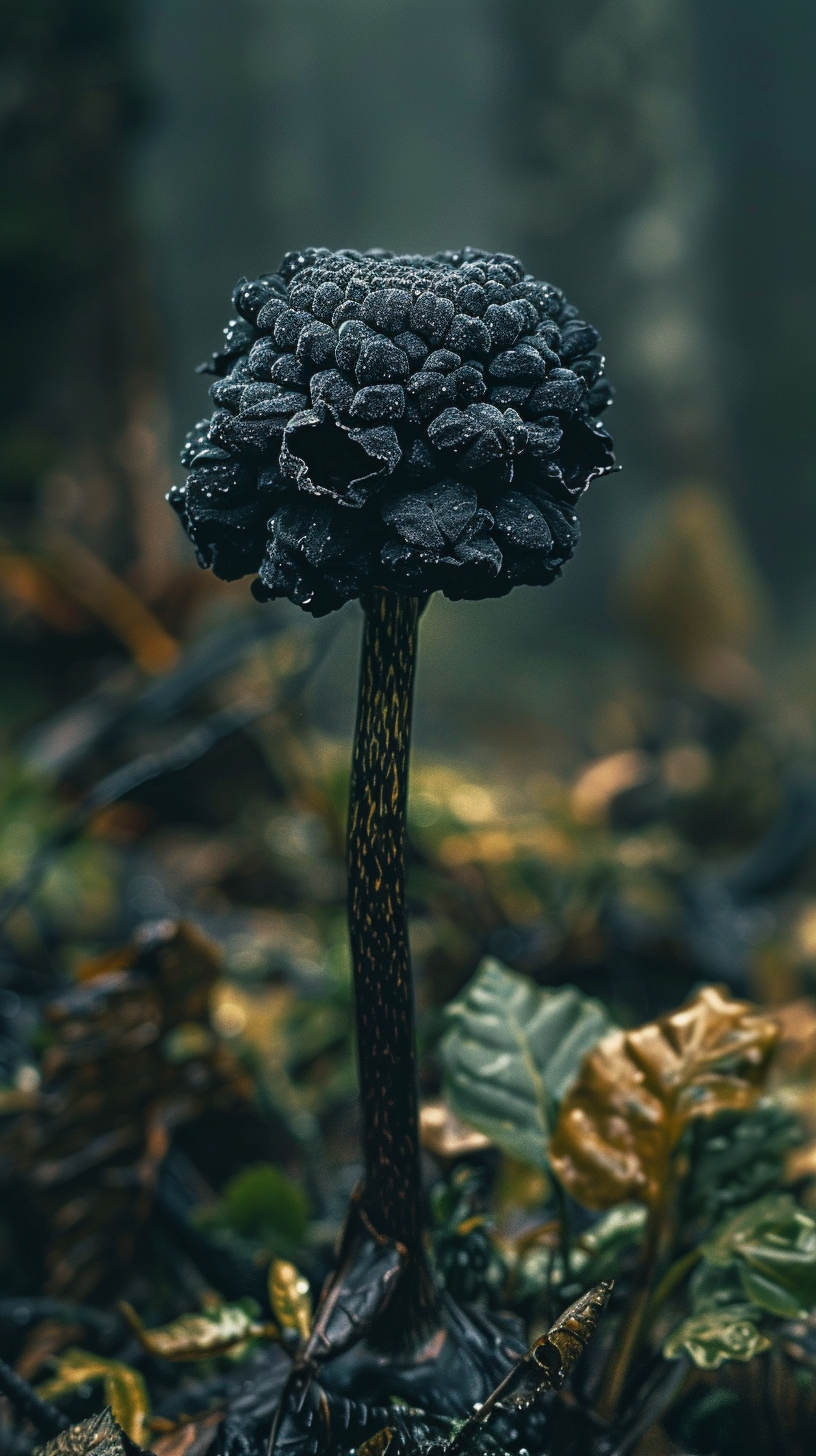 Realistic black Maca blossoming